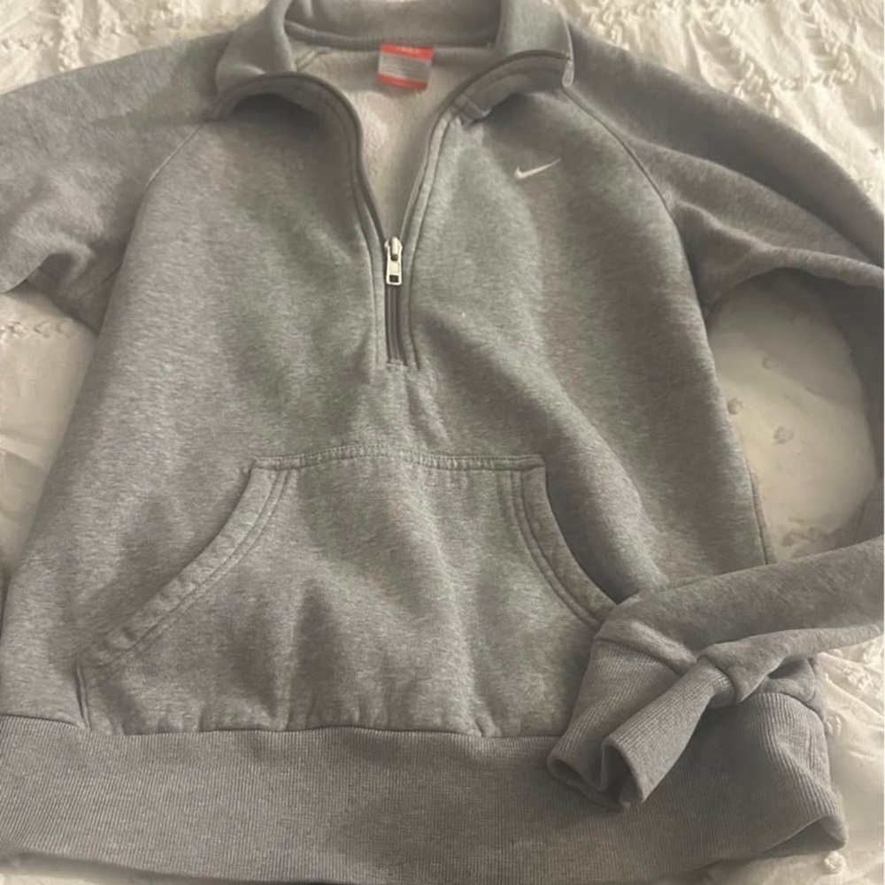 Nike Light Gray Half-Zip Pullover with Orange Tag